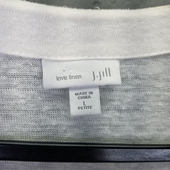 J. Jill Love Linen Cardigan Women's Petite L Sweater Open Front White Pockets - Picture 7 of 13